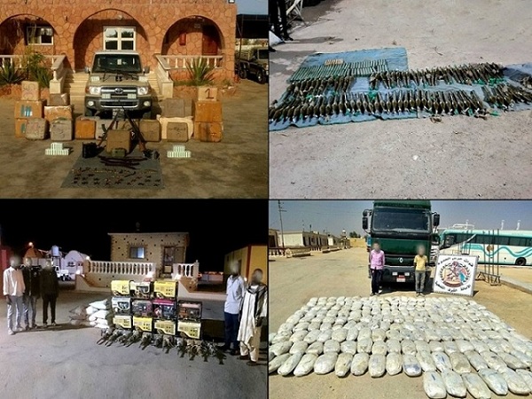 قوات حرس الحدود: ضبط 1.185 مليون قرص مخدر وأربعة أطنان حشيش وبانجو وكميات من الأسلحة والذخائر