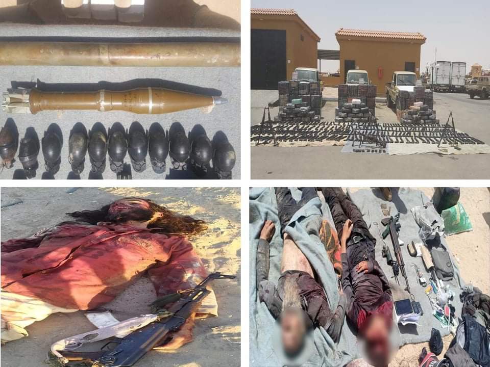 القوات المسلحة: مقتل ١٩ إرهابي وضبط كميات كبيرة من الأسلحة والذخائر
