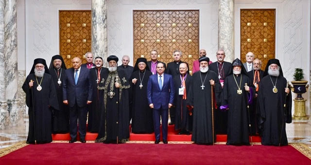 السيسي يستقبل رؤساء الكنائس المشاركين في الجمعية العمومية لمجلس الشرق الأوسط