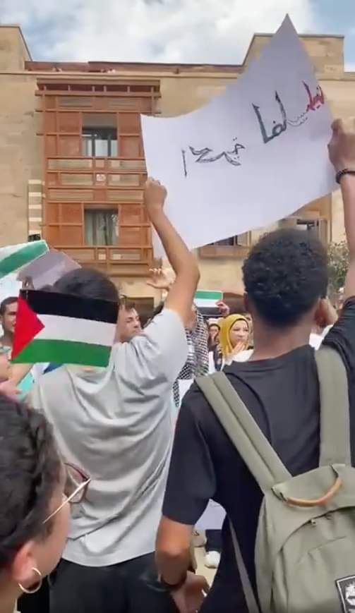 بالصور| طلاب الجامعة الأمريكية بالقاهرة يتظاهرون دعمًا للمقاومة الفلسطينية ضد الاحتلال 



