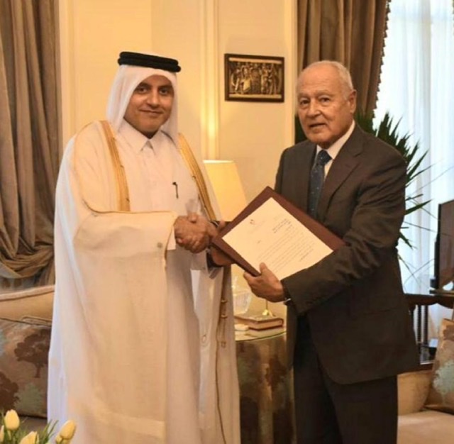 أبو الغيط يتسلم أوراق اعتماد الأنصاري مندوباً دائماً لدولة قطر لدى الجامعة العربية