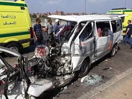 مصرع ٧ أشخاص وإصابة ٤ آخرين فى حادث سير بطريق الفيوم الصحراوي

