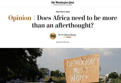 افتتاحية واشنطن بوست: هل تحتاج أفريقيا إلى أن تكون أكثر من مجرد فكرة ثانوية؟