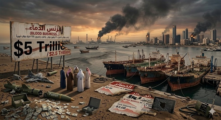 بيزنس الدماء | ترامب يطالب الخليج بـ 5 تريليون دولار لاستمرار الحرب.. وخسائر العرب 150 مليار دولار في شهر